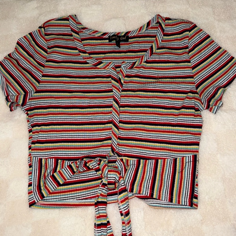 Lily Girl Striped Tie-Front Top